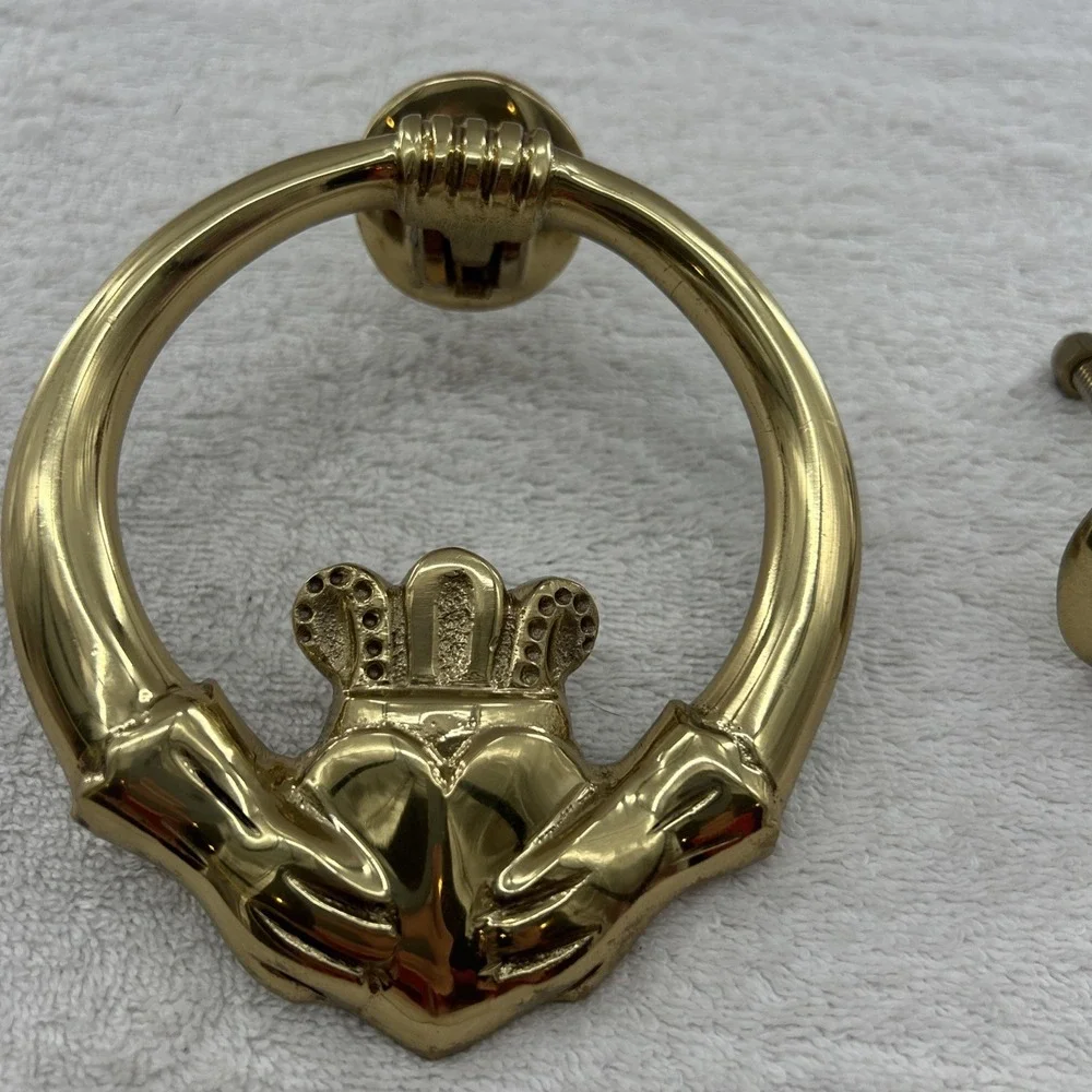 Vintage Irish Claddagh Door Knocker Solid Brass Celtic Solid RARE Hand And Heart